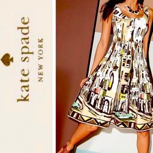 Kate Spade Havana Landscape Print Fit and Flare Dress